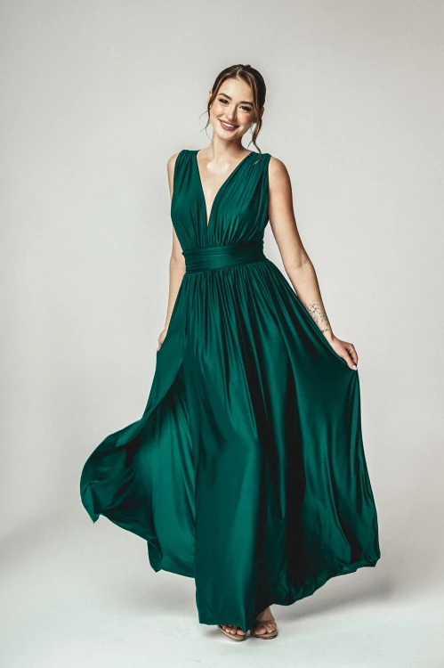 Aurelia sukienka maxi w kolorze szmaragdowym 1