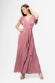 Sukienka maxi ABELIA z rękawkami -marsala-brudny roż