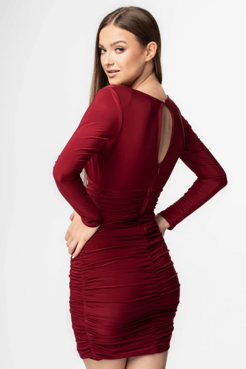 Adria dopasowana, mini sukienka w kolorze bordo