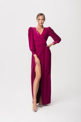 Elegancka Sukienka Maxi Cristal-fuksja