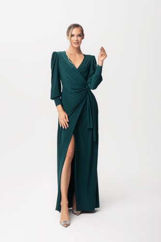 Elegancka Sukienka Maxi Cristal - butelkowa zieleń