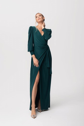 Elegancka Sukienka Maxi Cristal - butelkowa zieleń