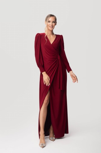 Elegancka Sukienka Maxi Cristal - bordowa