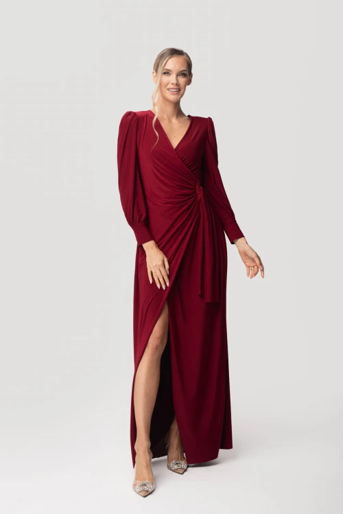 Elegancka Sukienka Maxi Cristal - bordowa