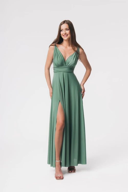 Milo-sukienka maxi w greckim stylu empire -pistacja