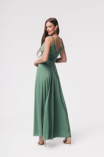 Milo-sukienka maxi w greckim stylu empire -pistacja-tył