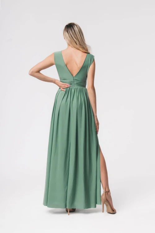Aurelia sukienka maxi w kolorze pistacji-tył