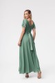 Sukienka maxi ABELIA z rękawkami -pistacja-tył