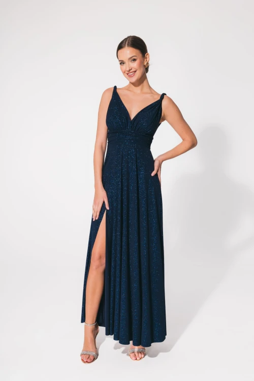 Milo-sukienka maxi w greckim stylu empire -brokat Midnight