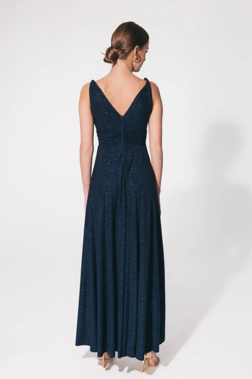 Milo-sukienka maxi w greckim stylu empire -brokat Midnight-tył