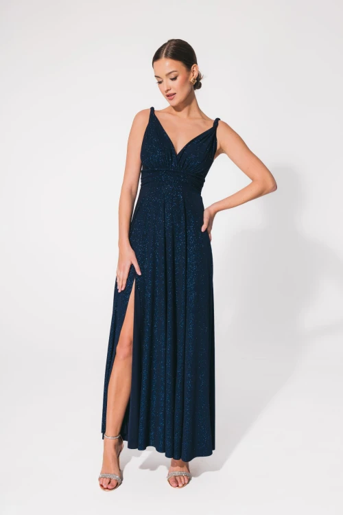 Milo-sukienka maxi w greckim stylu empire -brokat Midnight