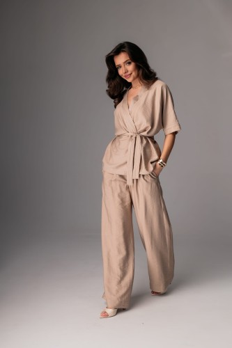 Komplet kimonowy Velvet Sand w kolorze jasnej mocha