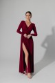 Sukienka maxi Adelle - bordo- rozcięcie