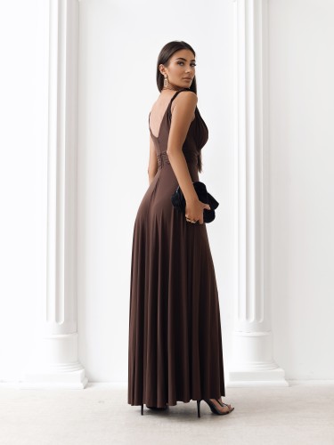 Milo-sukienka maxi w stylu greckim/Mocca Brown-tył