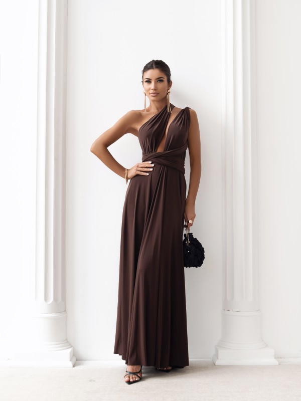 Aurora – sukienka maxi multiway / Mocca Brown