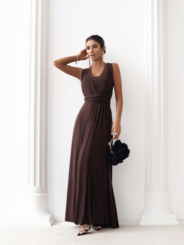Aurora – sukienka maxi multiway / Mocca Brown - dla druhen