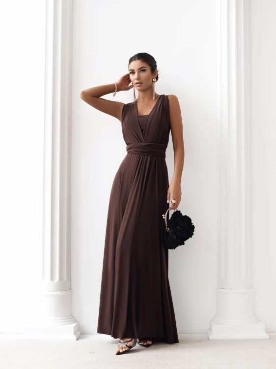 Aurora – sukienka maxi multiway / Mocca Brown - dla druhen