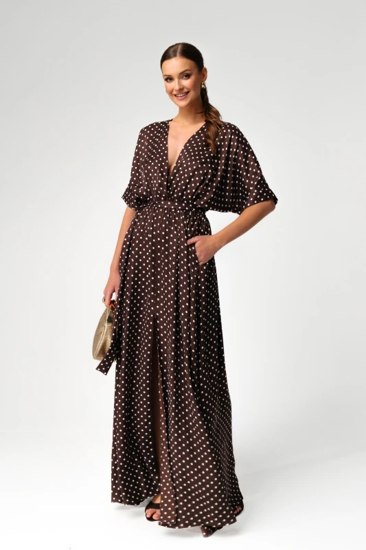 NAIROBI – sukienka maxi / Chocolate Dots (wiskoza)