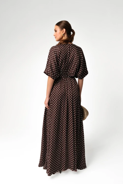 NAIROBI – sukienka maxi / Chocolate Dots (wiskoza)-tył