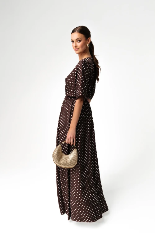 NAIROBI – sukienka maxi / Chocolate Dots (wiskoza)-bok