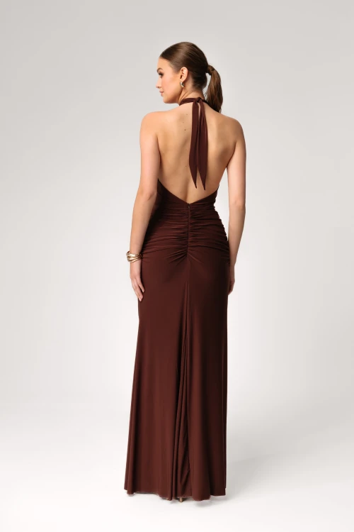 elegancka sukienka maxi z odkrytymi plecami V Alice Polska produkcja