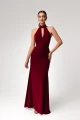elegancka sukienka maxi velvet wine plecy V Polska produkcja