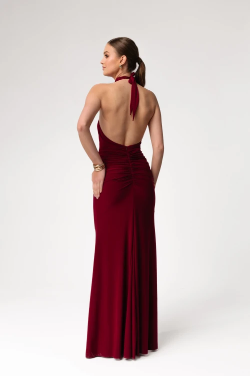 sukienka maxi velvet wine modelująca sylwetkę Alice elegancka