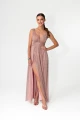 sukienka maxi ruffle różowa elegancka Milo Polska produkcja