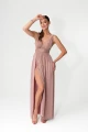 elegancka sukienka maxi champagne pink z połyskiem Milo