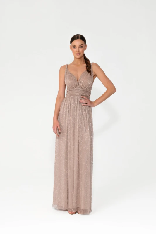 MILO – sukienka maxi Champagne Beige (glitter)