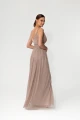 sukienka druhny champagne beige długa zwiewna MILO