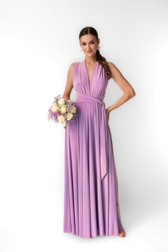 sukienka Aurora Lavenda maxi wiązana elegancka na wesele