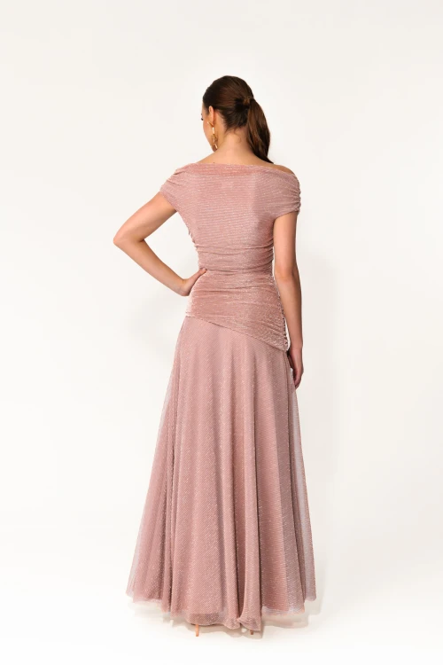 sukienka maxi / Champagne Pink (Glitter)-TYŁ