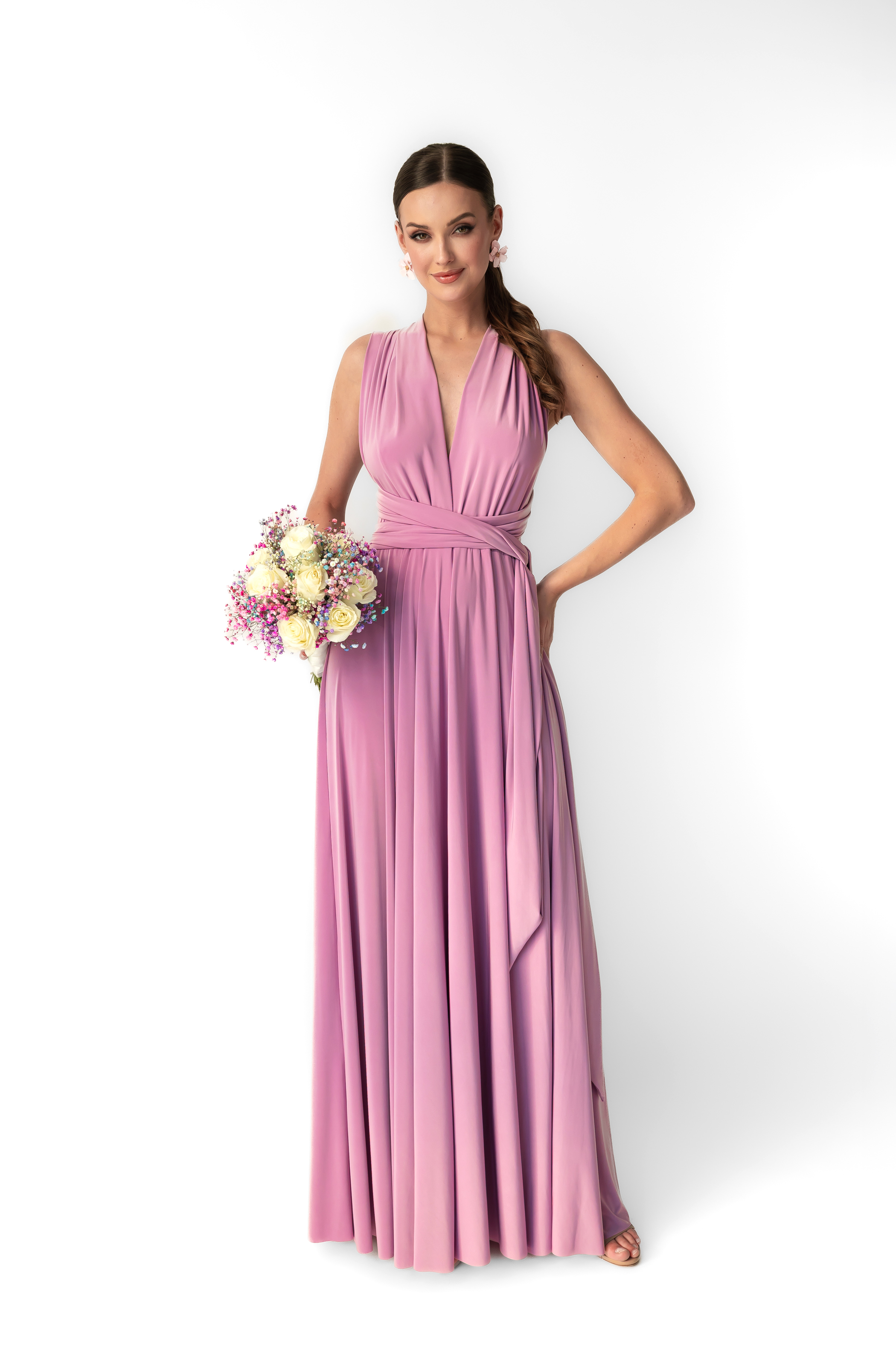 sukienka multiway lawendowa Aurora maxi wiązana na wiele sposobów