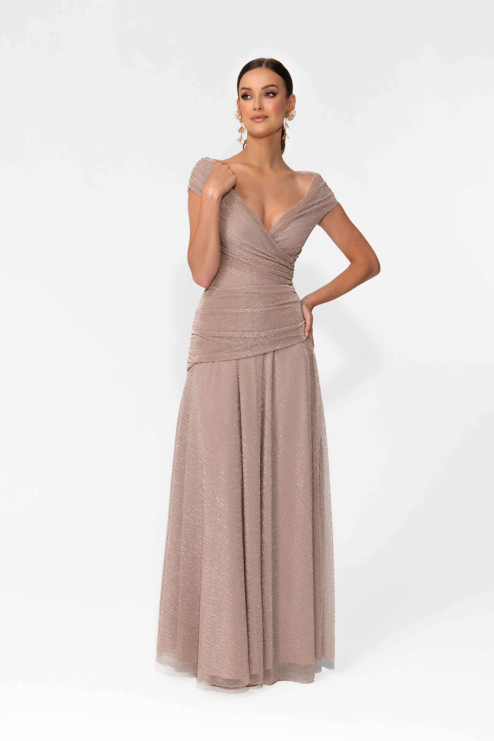 sukienka maxi LEAH champagne beige elegancka długa