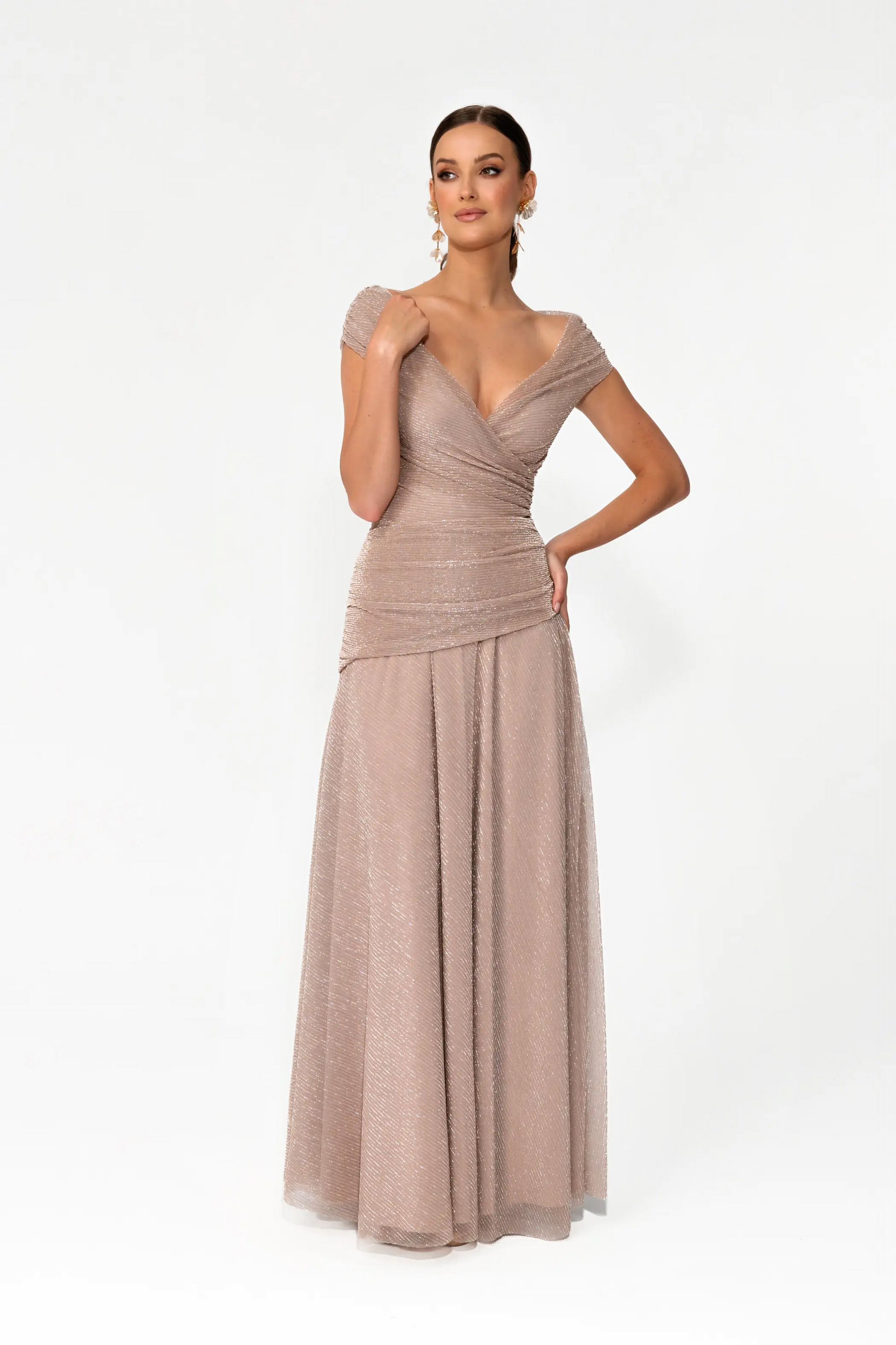 sukienka maxi LEAH champagne beige elegancka długa